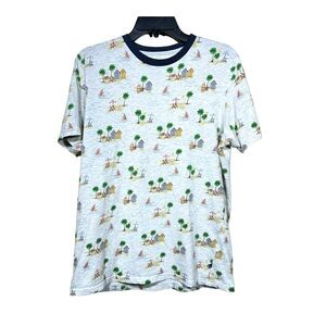 Free Planet L Shirt Short Sleeve Crew Neck Hawaiian Print Organic Tropical Beach